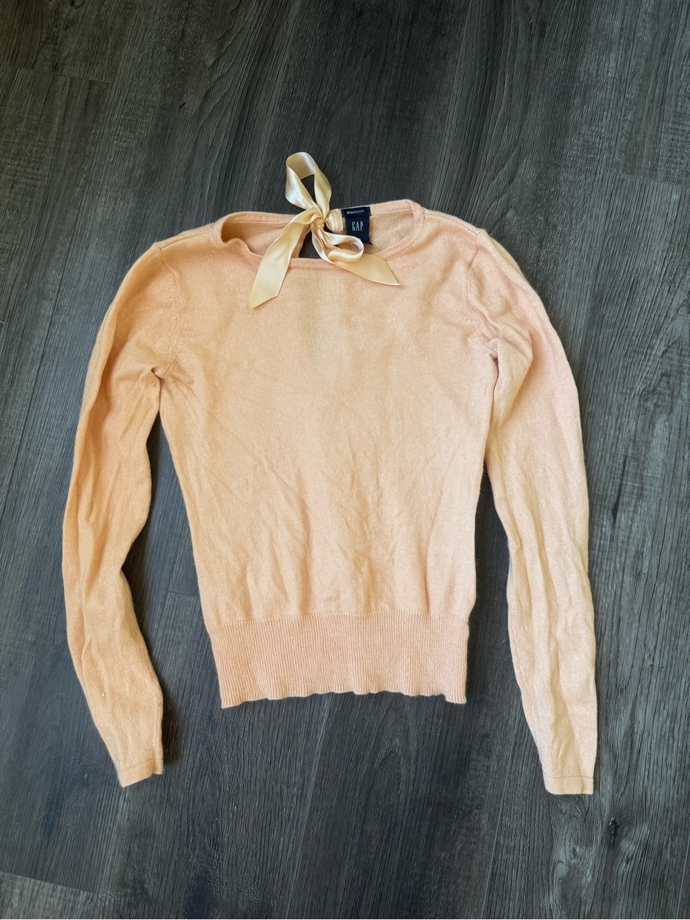 Vintage GAP Peach Rabbit hair satin Bow-Back Sweater
